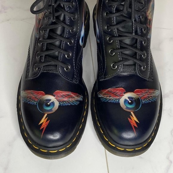 Dr. Martens x Rick Griffin 1460 Black Leather Eye Backhand Tattoo Boots 10 43 main image 5